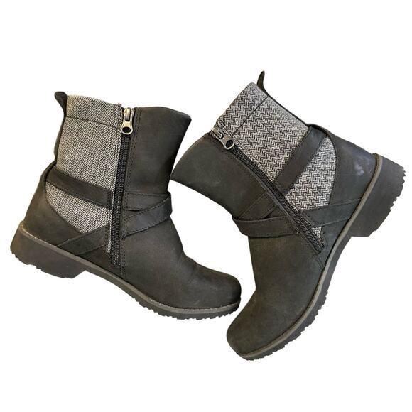 Eddie Bauer Covey Tweed and Leather Boots Size 7.5 Black Gray - Picture 6 of 9